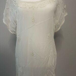 Lucky Brand Cream Embroidered Top - New With Tags